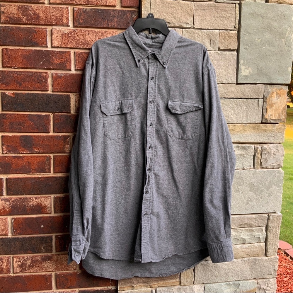 Land’s End Gray Button Shirt Men 2XL Tall 18-18.5